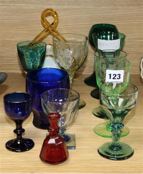 A quantity of 19th century coloured glassware